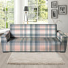 Pink Grey Plaid Tartan Sofa Cover-grizzshop