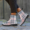 Pink Grey Plaid Tartan Women's Boots-grizzshop