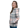 Pink Grey Plaid Tartan Women's Hoodie-grizzshop