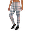 Pink Grey Plaid Tartan Women's Joggers-grizzshop