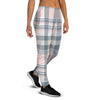 Pink Grey Plaid Tartan Women's Joggers-grizzshop