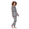 Pink Grey Plaid Tartan Women's Pajamas-grizzshop