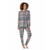 Pink Grey Plaid Tartan Women's Pajamas-grizzshop