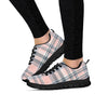 Pink Grey Plaid Tartan Women's Sneakers-grizzshop