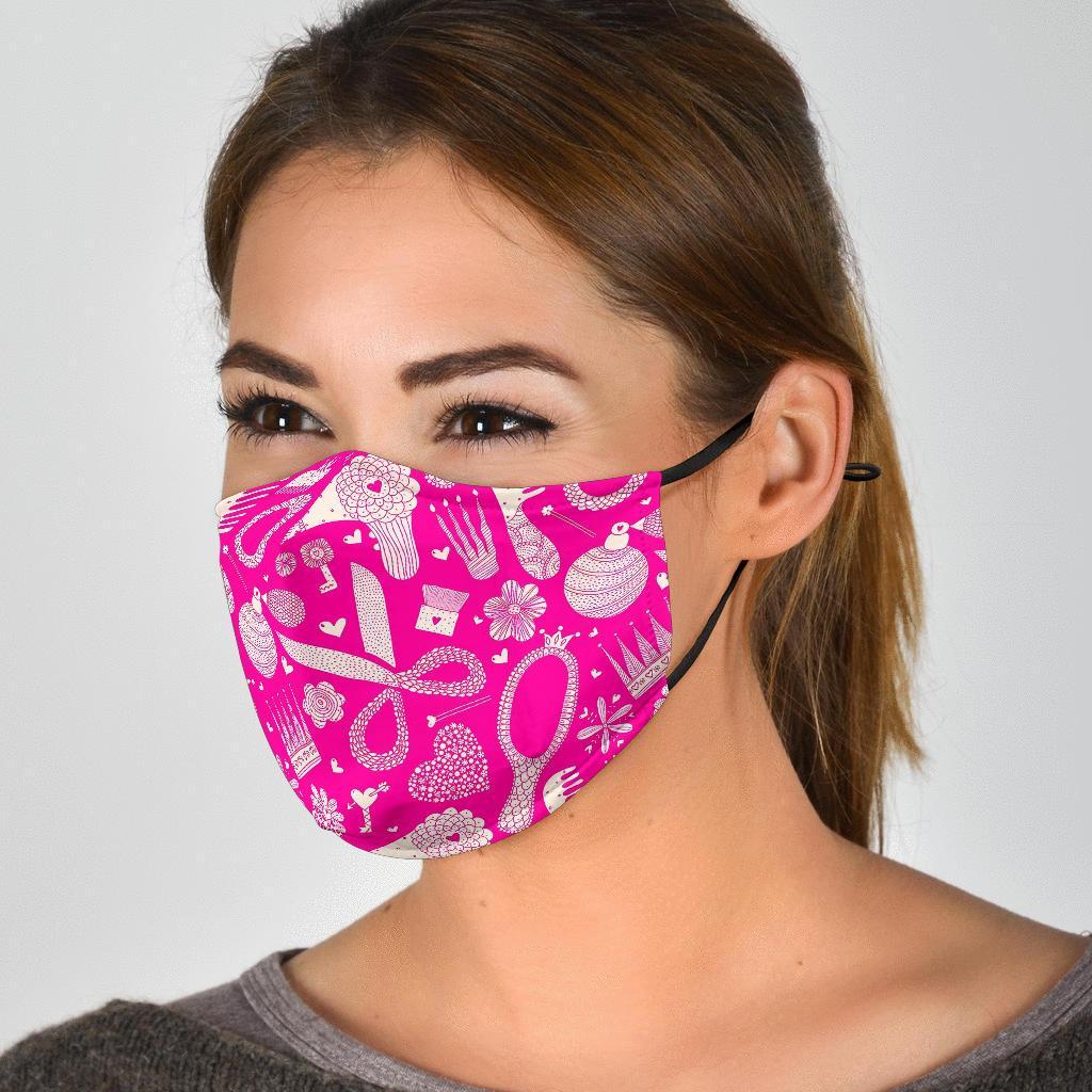 Pink Hair Stylist Pattern Print Face Mask-grizzshop