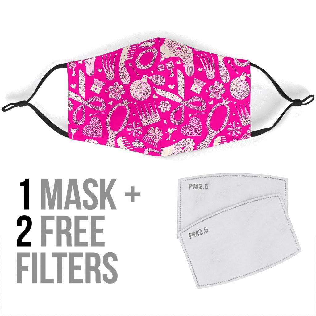 Pink Hair Stylist Pattern Print Face Mask-grizzshop