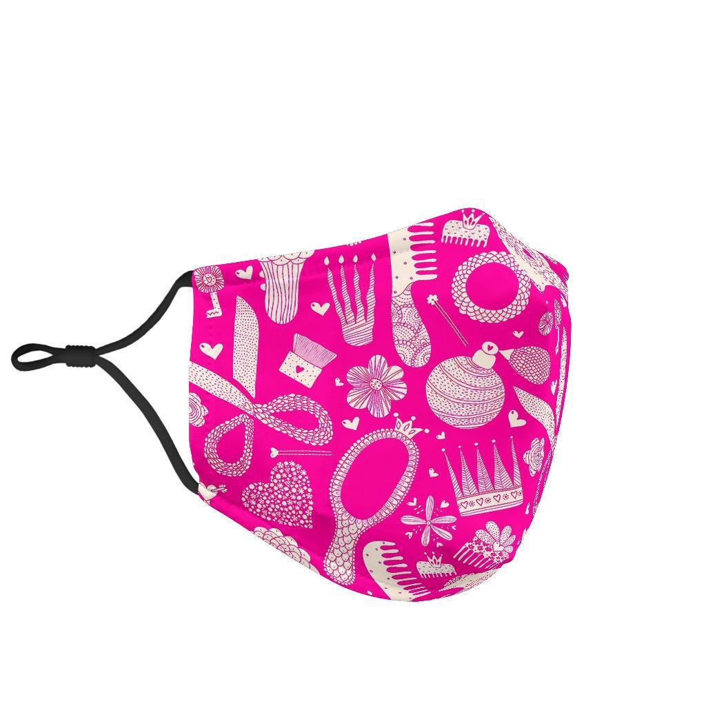 Pink Hair Stylist Pattern Print Face Mask-grizzshop