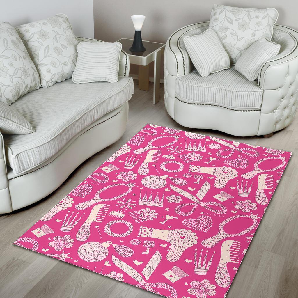 Pink Hair Stylist Pattern Print Floor Mat-grizzshop