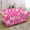 Pink Hair Stylist Pattern Print Loveseat Cover-grizzshop