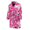 Pink Hair Stylist Pattern Print Men Long Robe-grizzshop