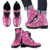 Pink Hair Stylist Pattern Print Men Women Leather Boots-grizzshop