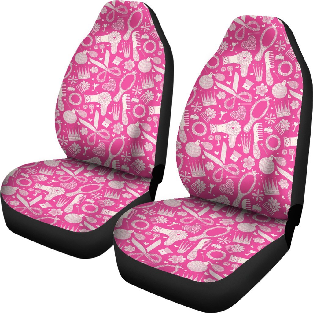 Pink Hair Stylist Pattern Print Universal Fit Car Seat Cover-grizzshop