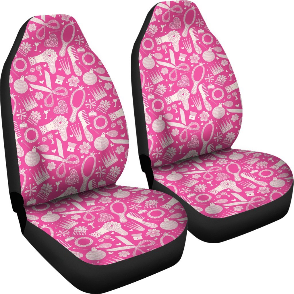 Pink Hair Stylist Pattern Print Universal Fit Car Seat Cover-grizzshop