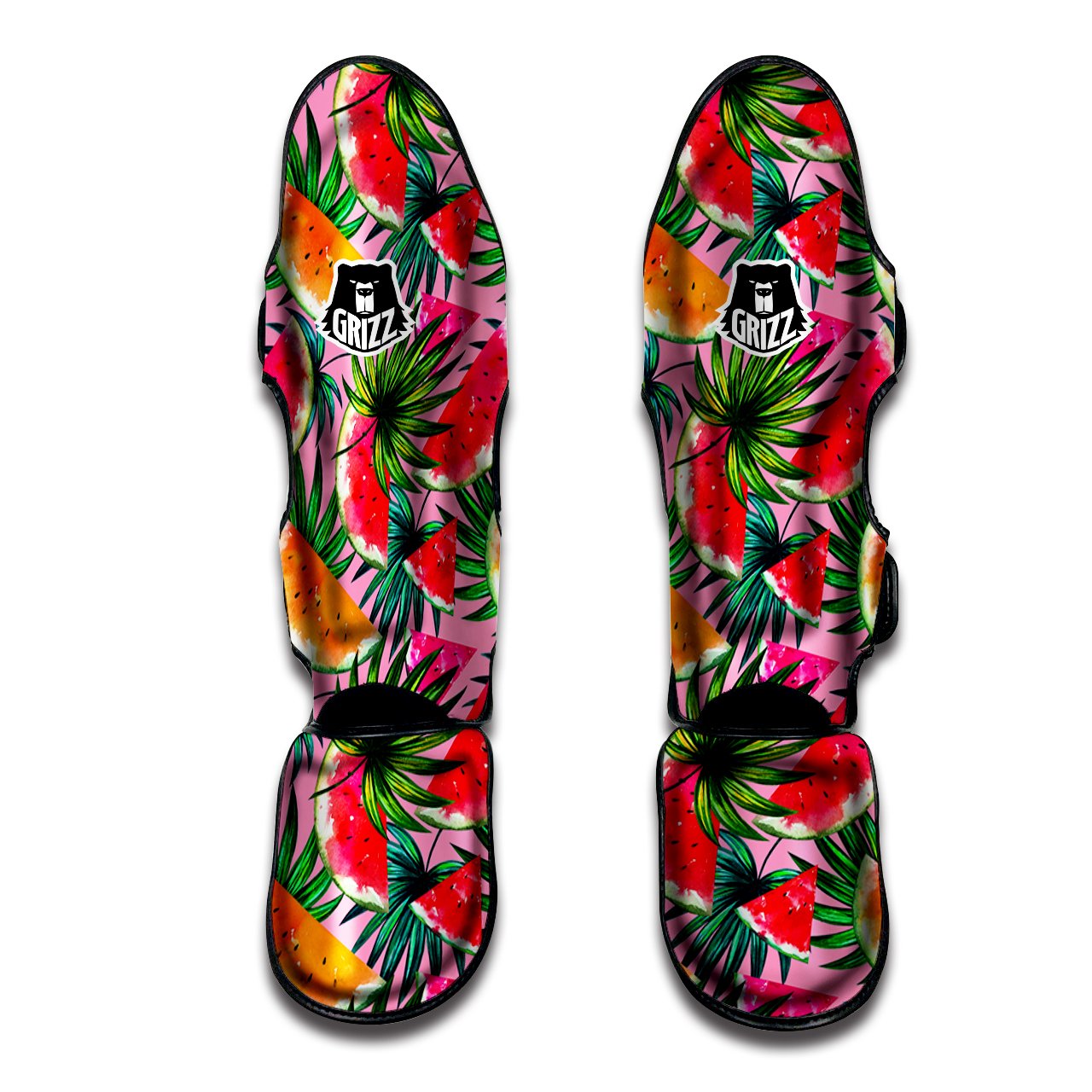 Pink Hawaiian Watermelon Print Pattern Muay Thai Shin Guards-grizzshop