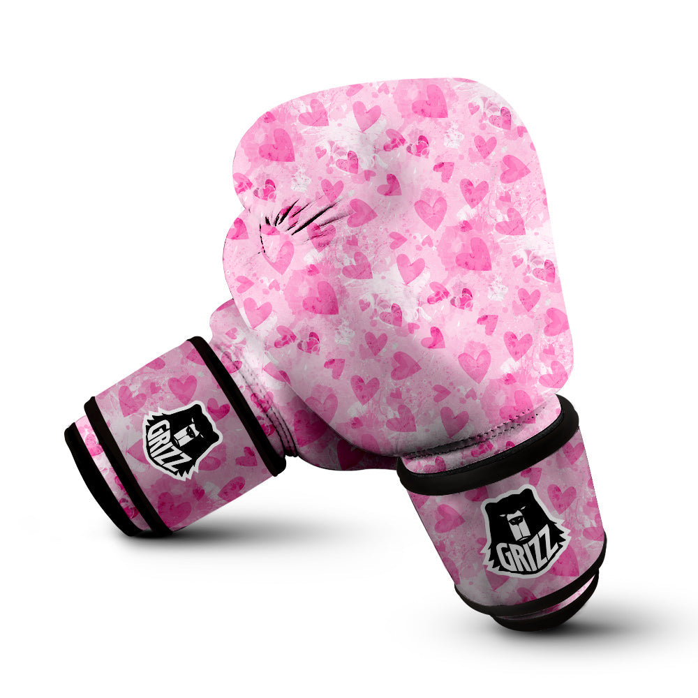 Pink Heart Cute Print Pattern Boxing Gloves-grizzshop