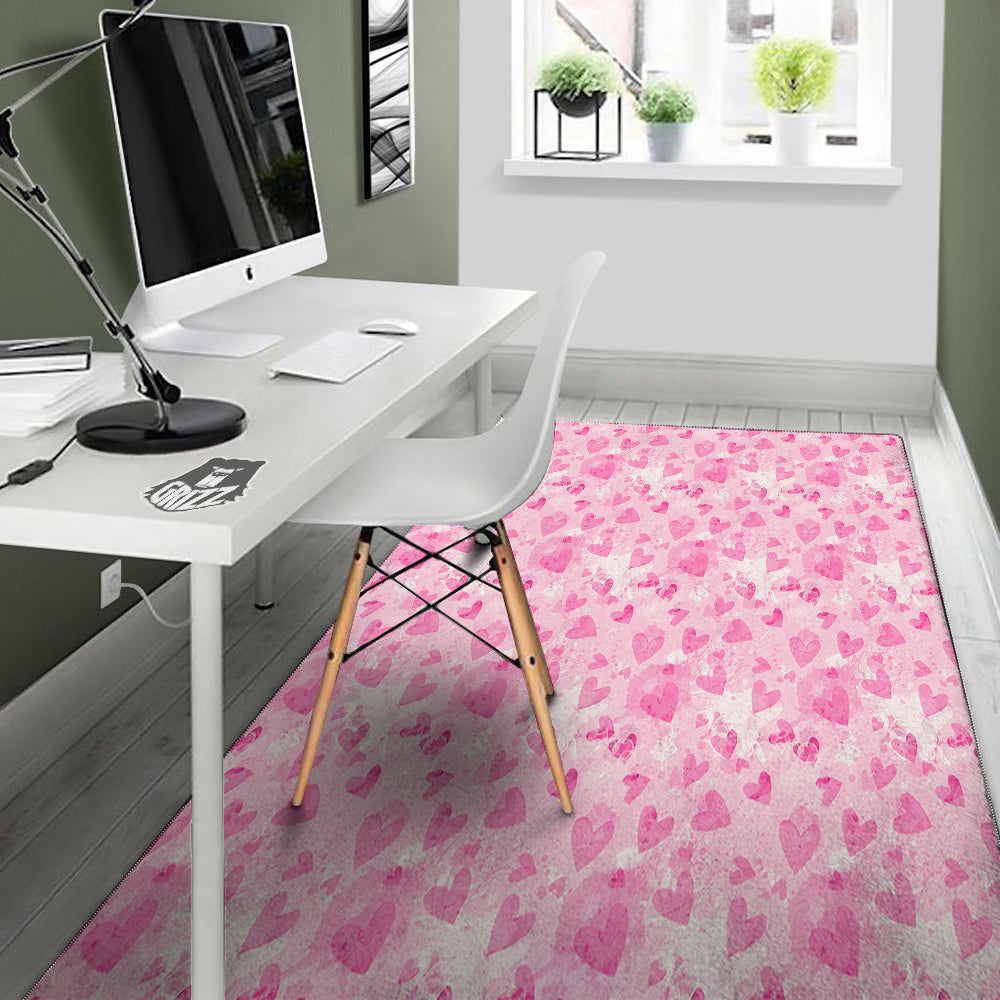 Pink Heart Cute Print Pattern Floor Mat-grizzshop