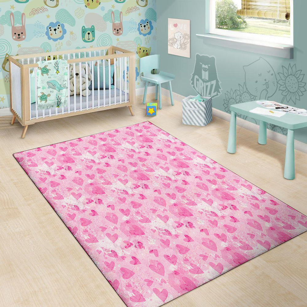 Pink Heart Cute Print Pattern Floor Mat-grizzshop