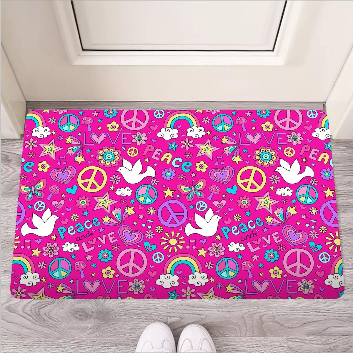 Pink Hippie Door Mat-grizzshop