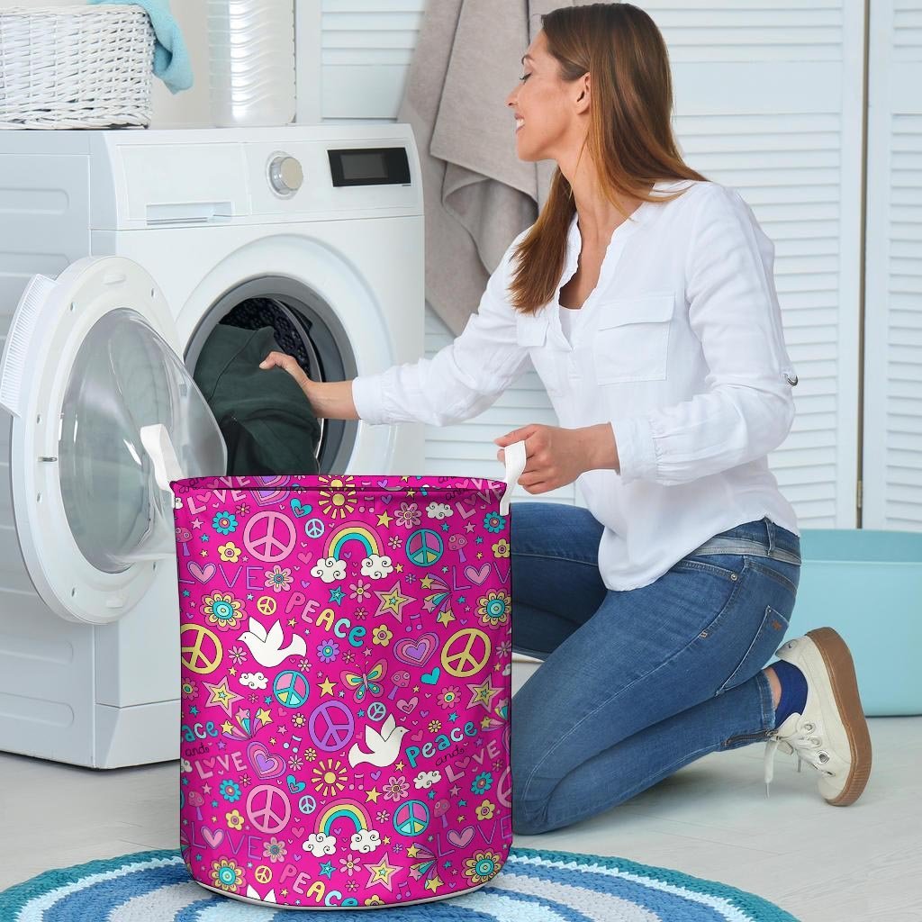 Pink Hippie Laundry Basket-grizzshop