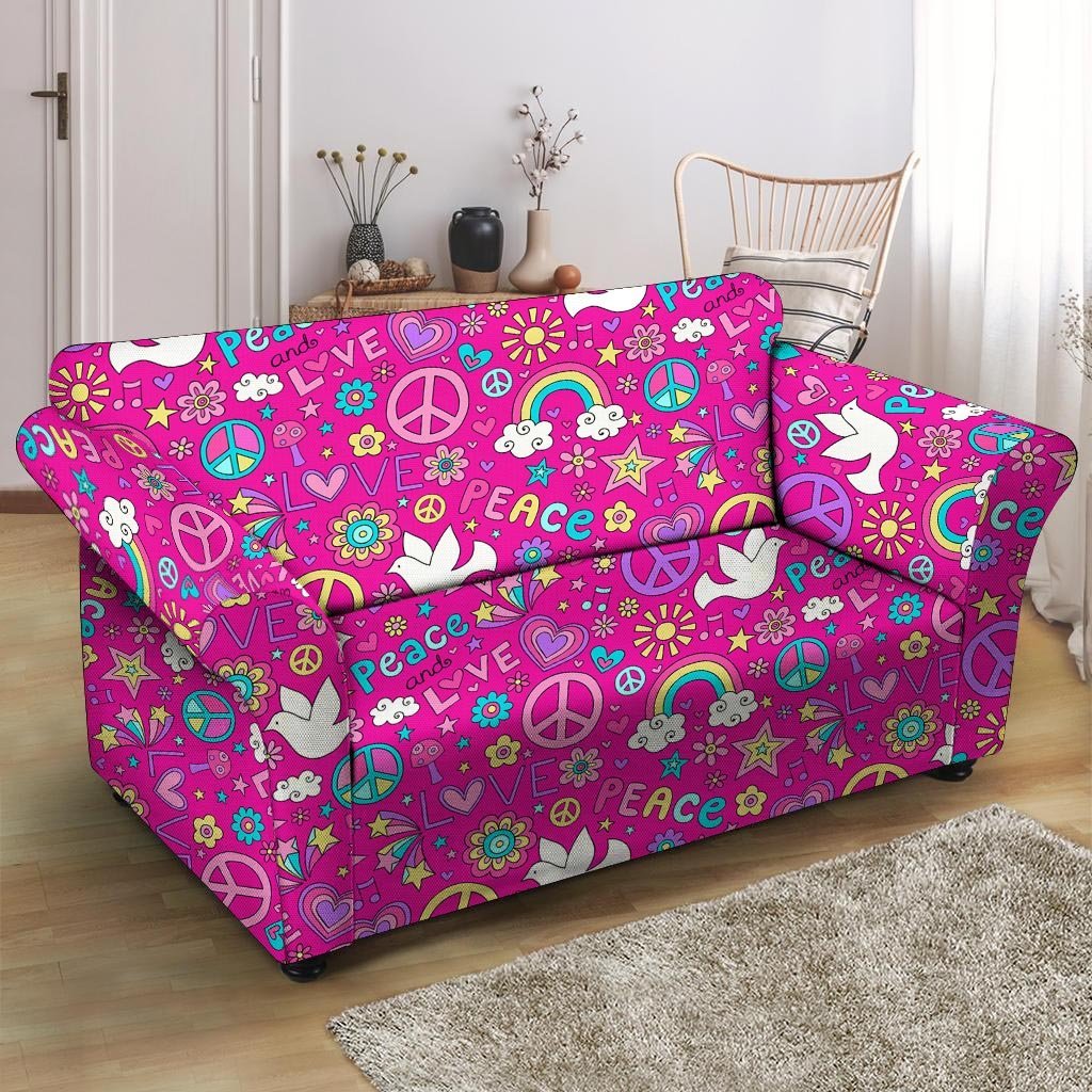 Pink Hippie Loveseat Cover-grizzshop