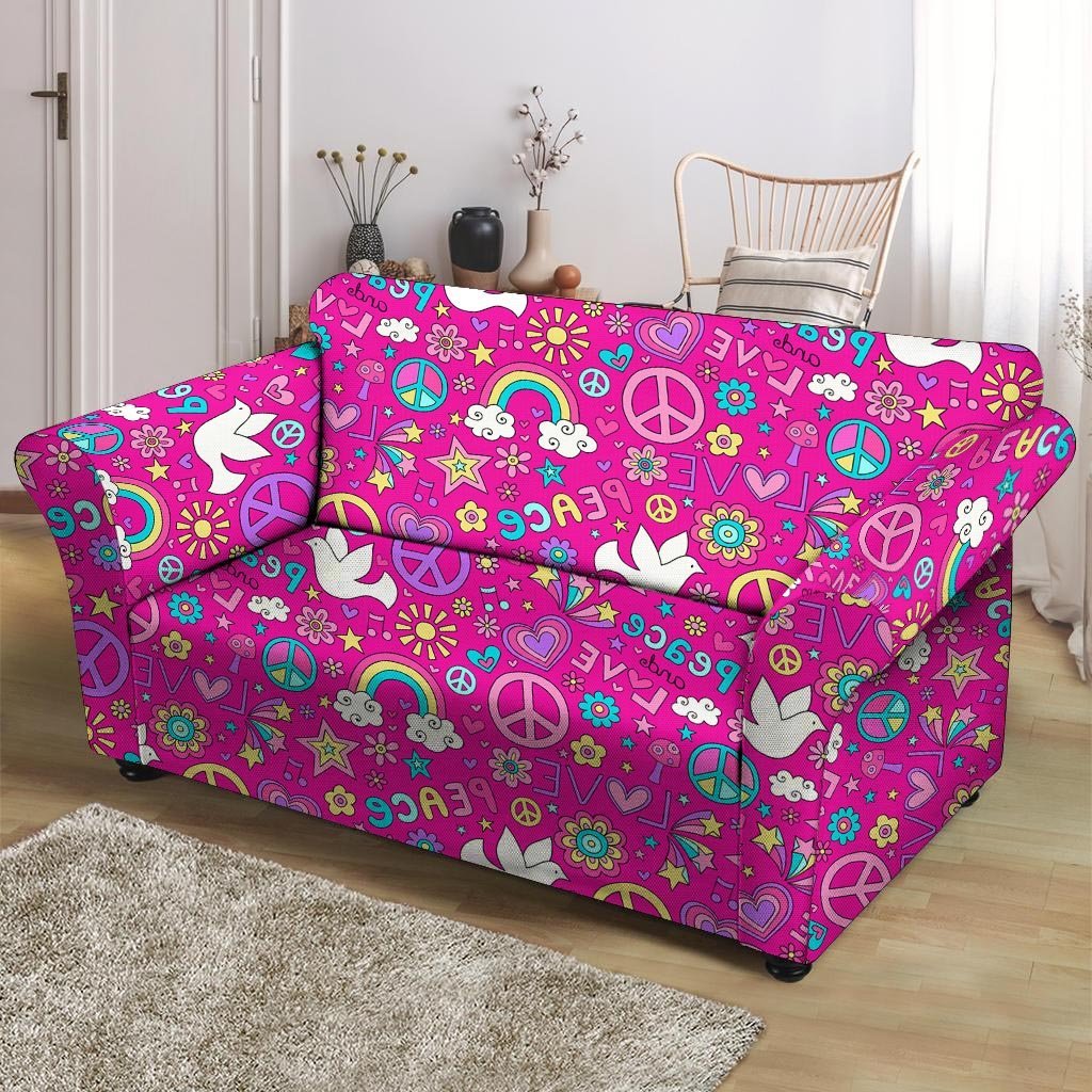 Pink Hippie Loveseat Cover-grizzshop