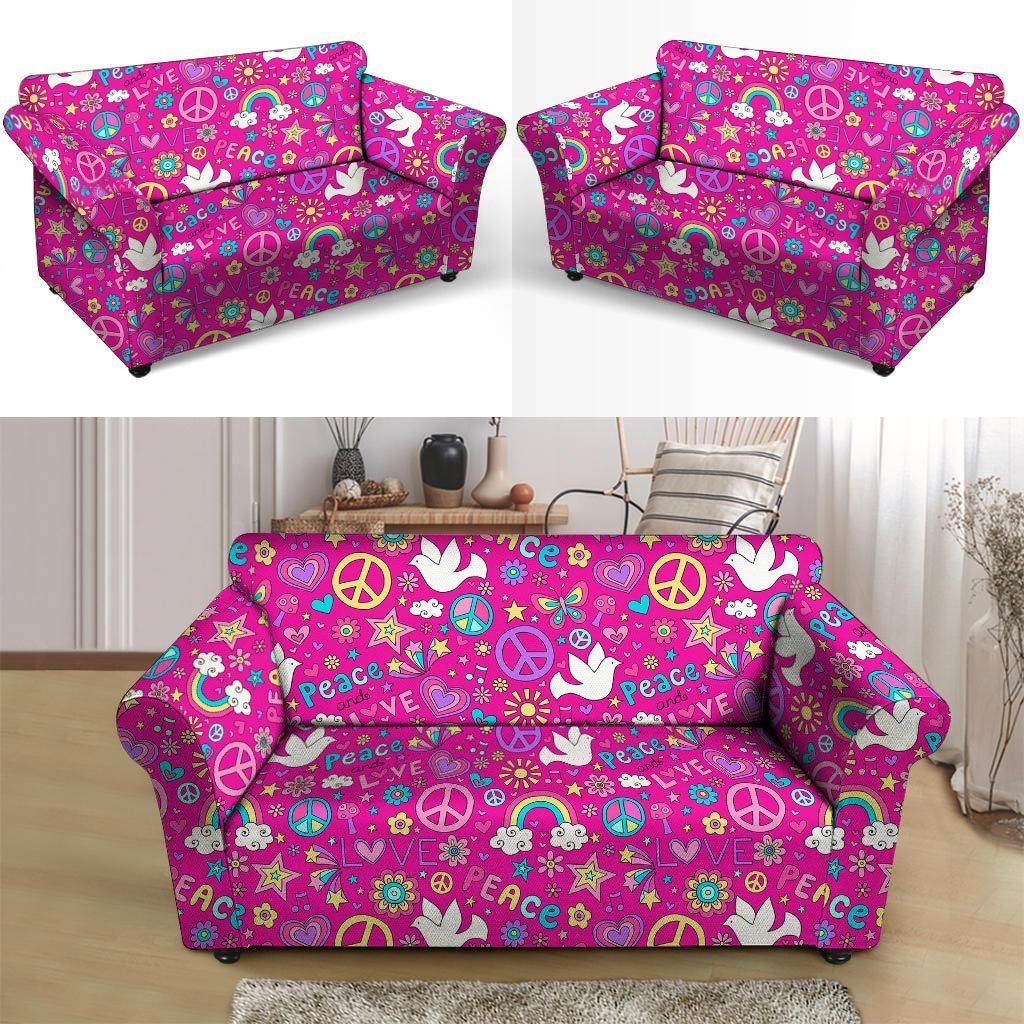 Pink Hippie Loveseat Cover-grizzshop