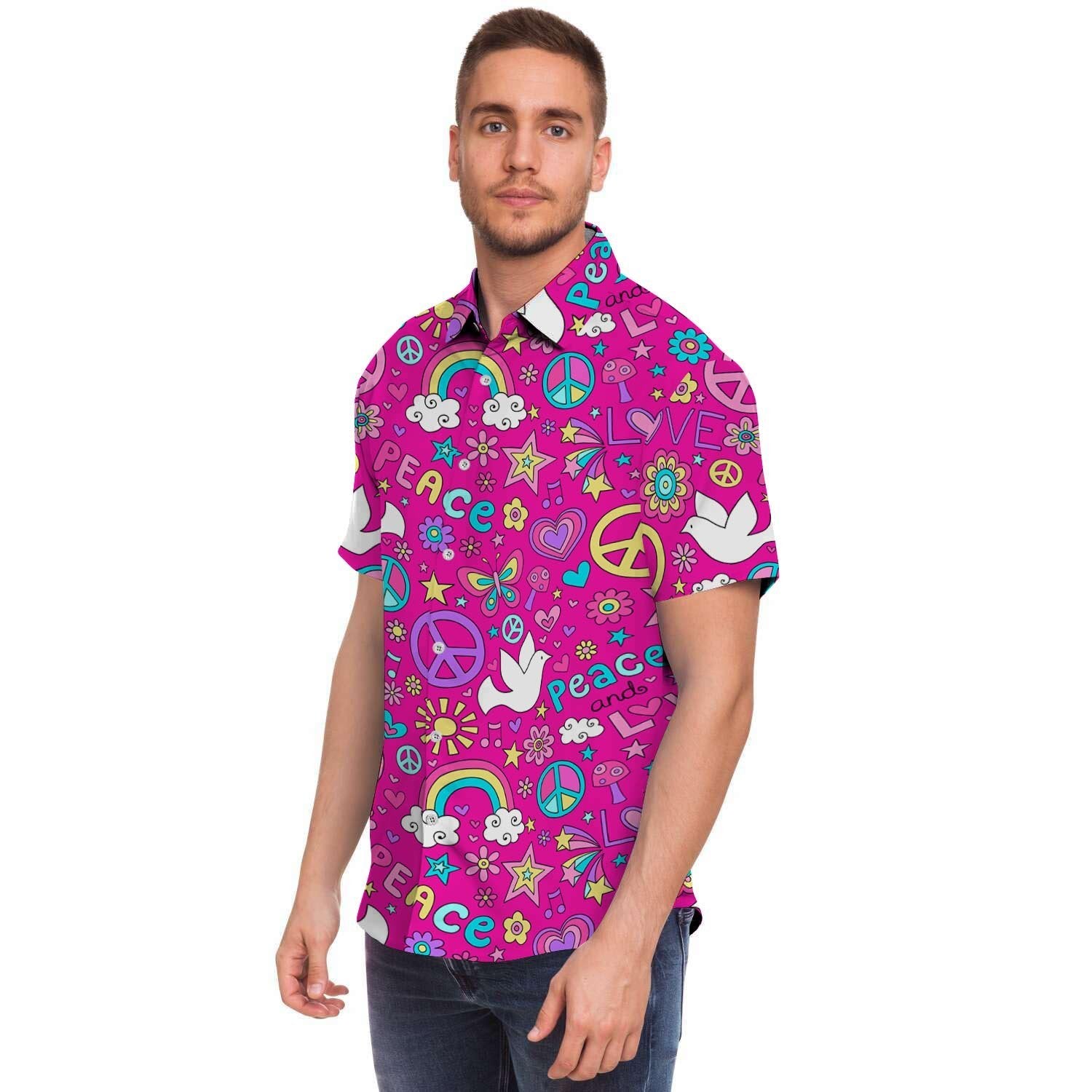 Pink Hippie Men's Short Sleeve Shirt-grizzshop