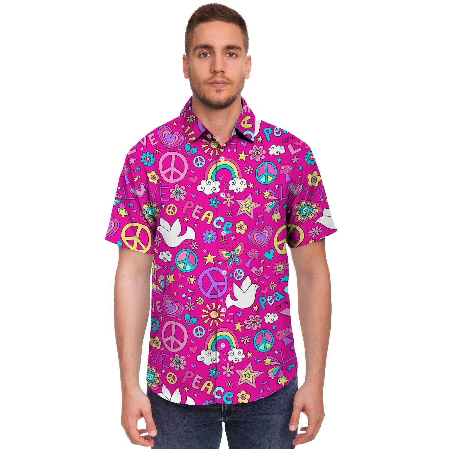 Pink Hippie Men's Short Sleeve Shirt-grizzshop