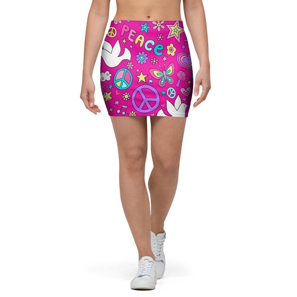 Pink Hippie Mini Skirt-grizzshop