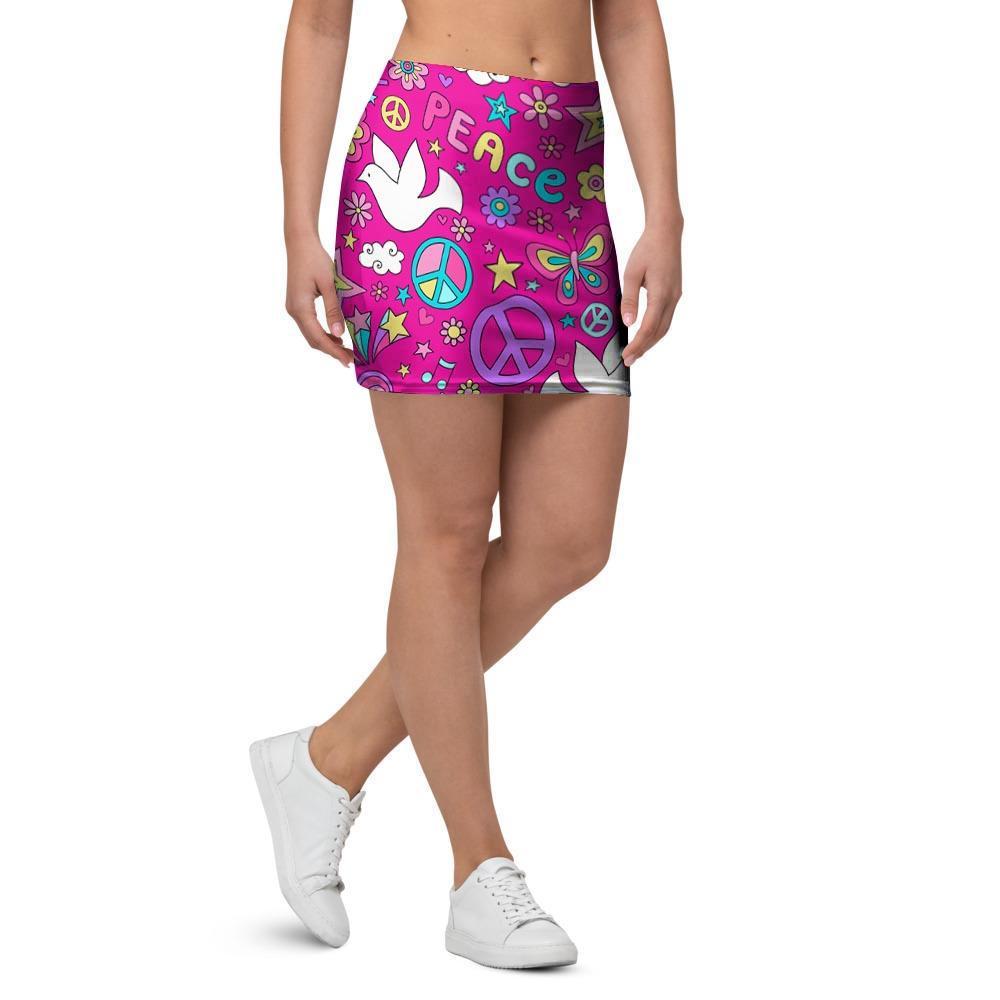 Pink Hippie Mini Skirt-grizzshop