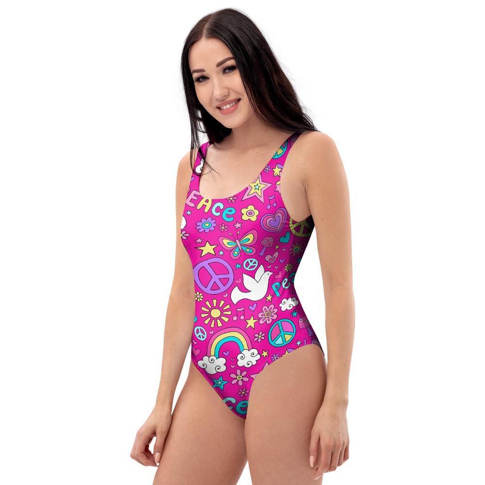 Pink Hippie One Piece Swimsuite-grizzshop