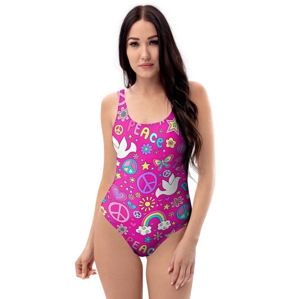 Pink Hippie One Piece Swimsuite-grizzshop