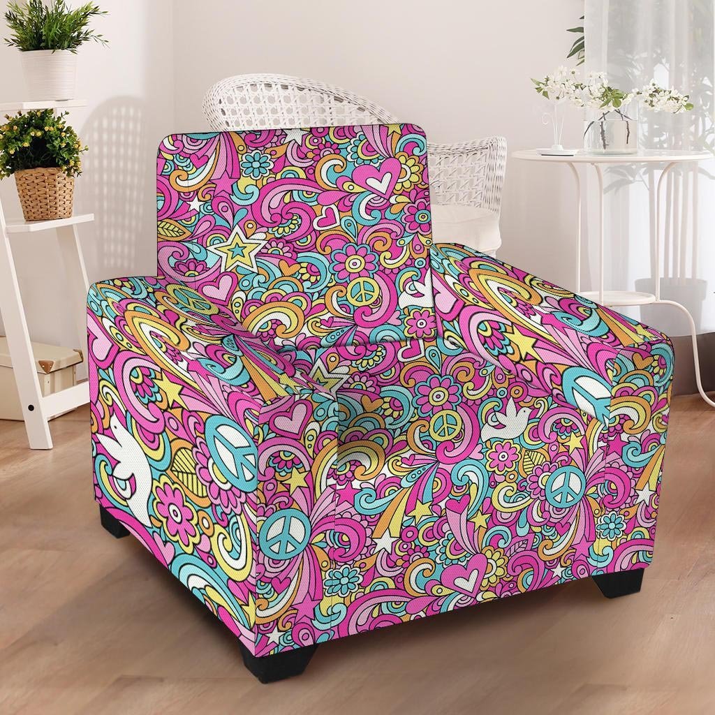 Pink Hippie Psychedelic Armchair Cover-grizzshop