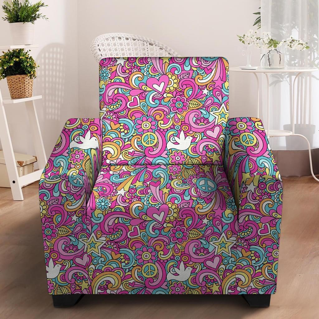 Pink Hippie Psychedelic Armchair Cover-grizzshop