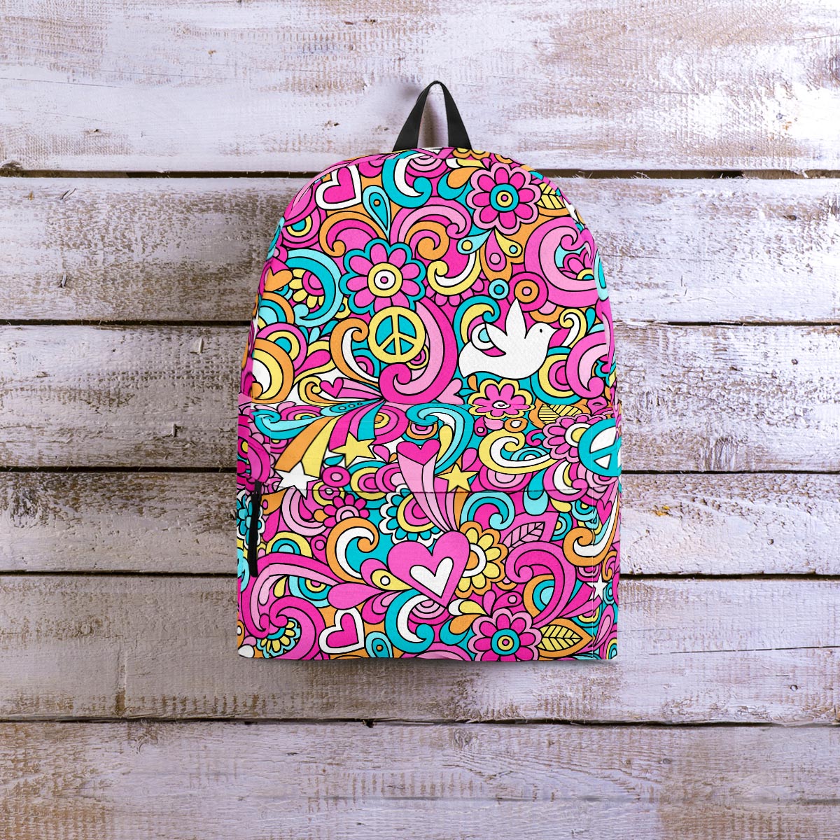 Pink Hippie Psychedelic Backpack-grizzshop