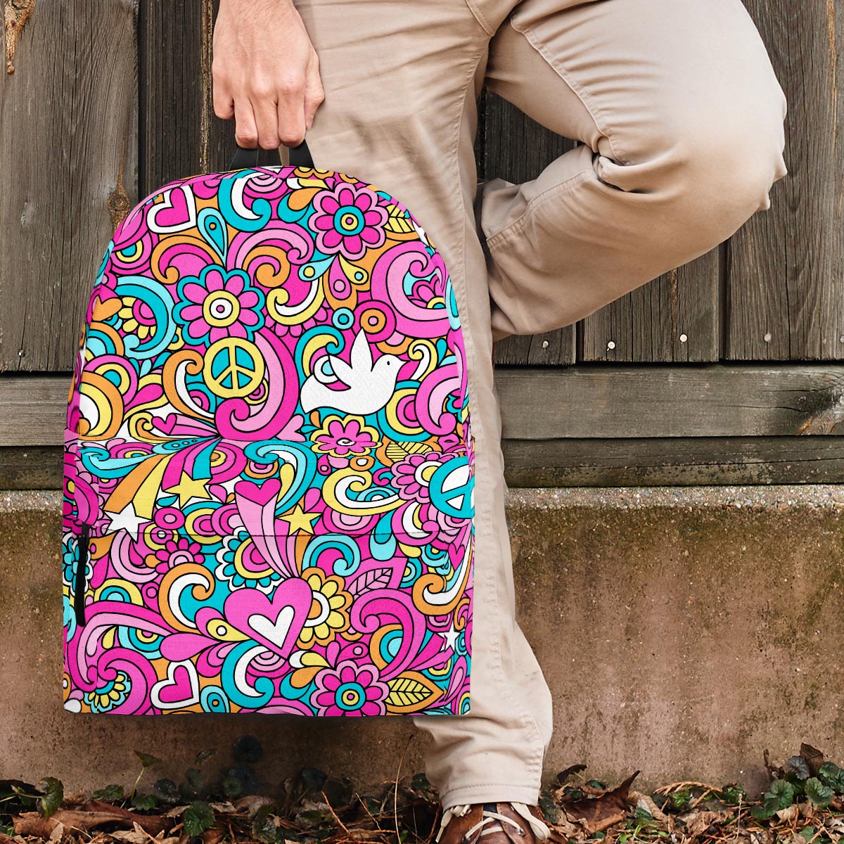 Pink Hippie Psychedelic Backpack-grizzshop