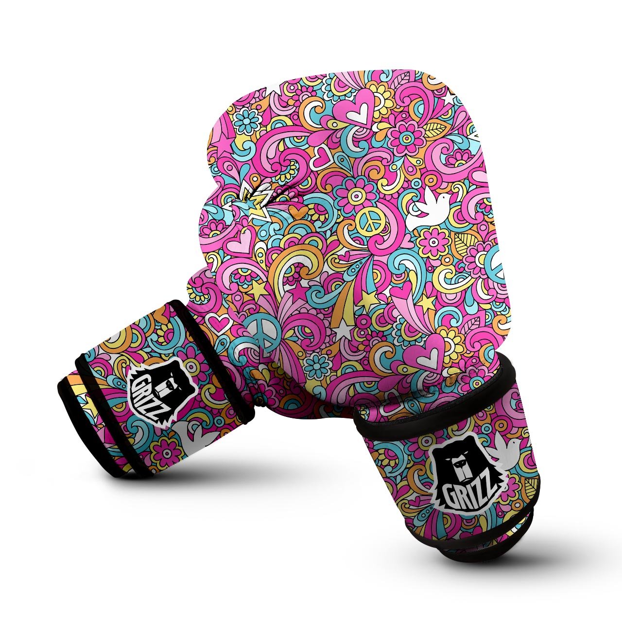 Pink Hippie Psychedelic Boxing Gloves-grizzshop