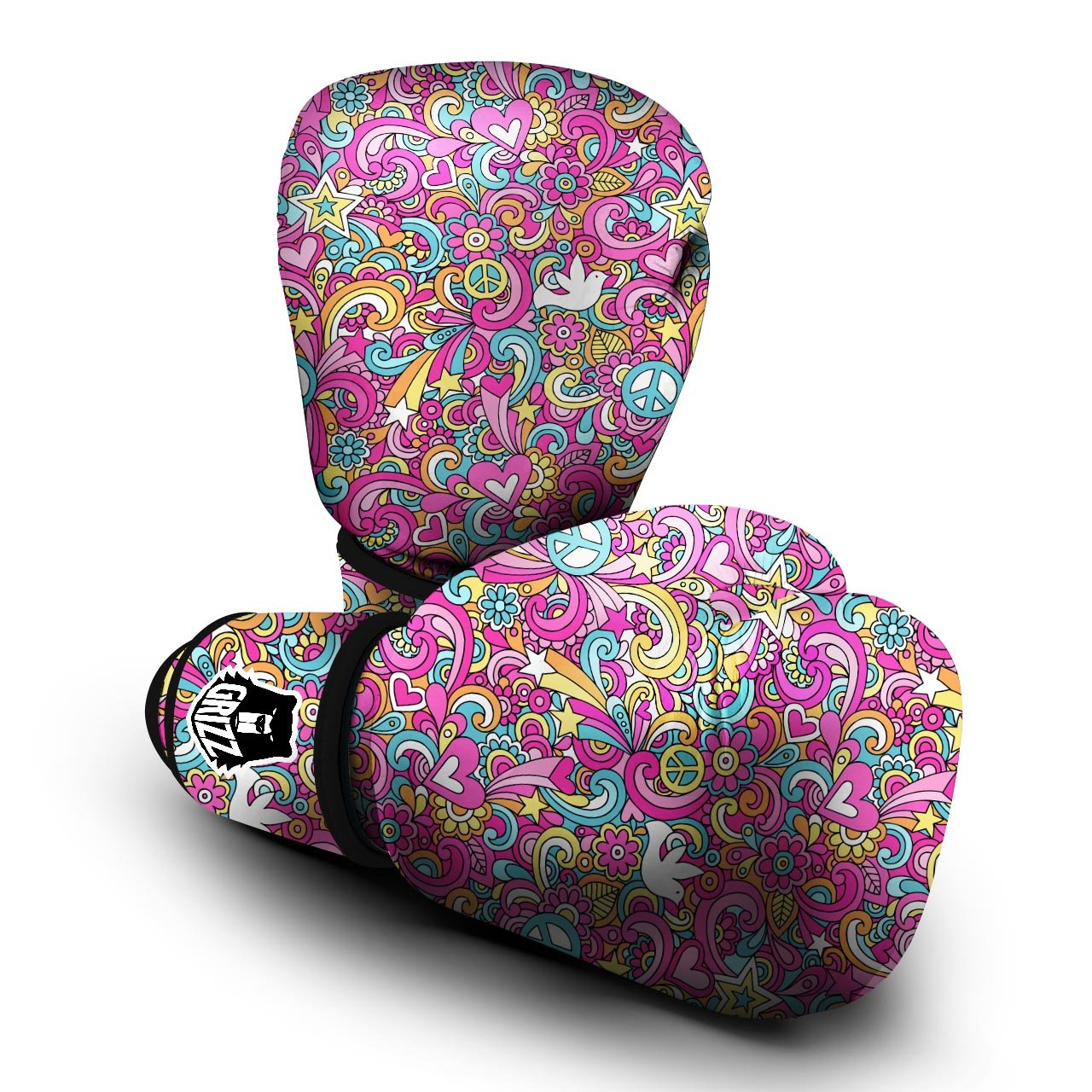 Pink Hippie Psychedelic Boxing Gloves-grizzshop