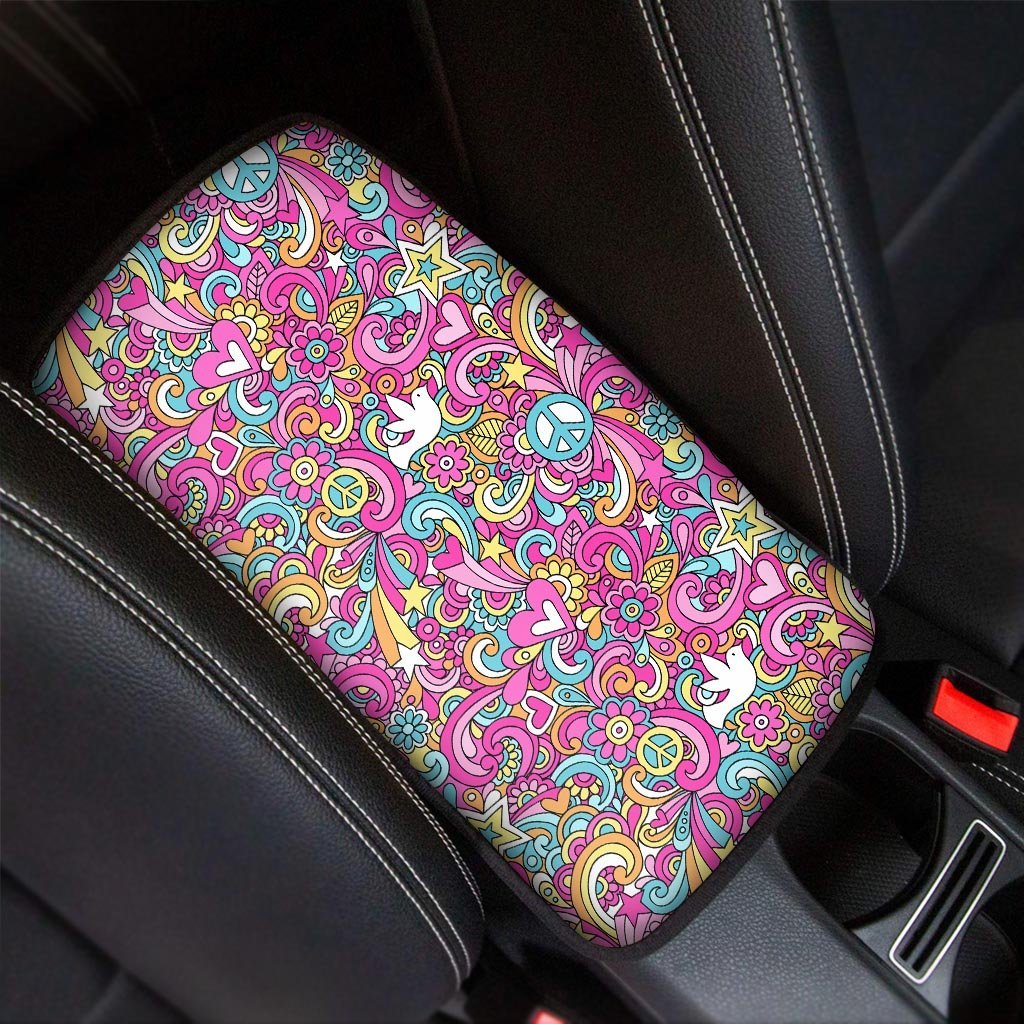 Pink Hippie Psychedelic Car Console Cover-grizzshop