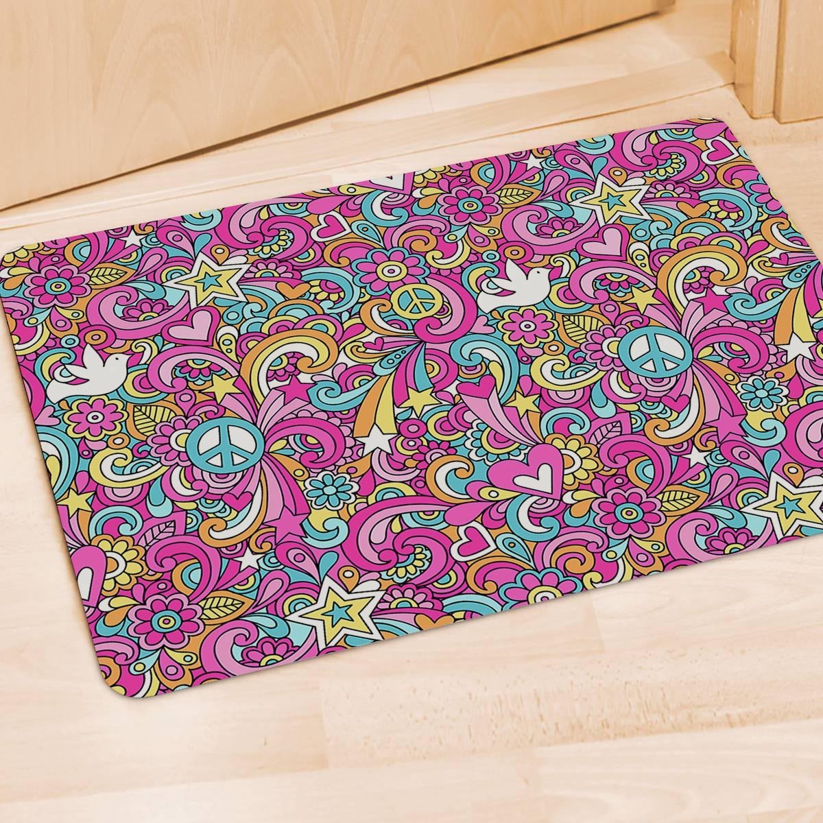 Pink Hippie Psychedelic Door Mat-grizzshop