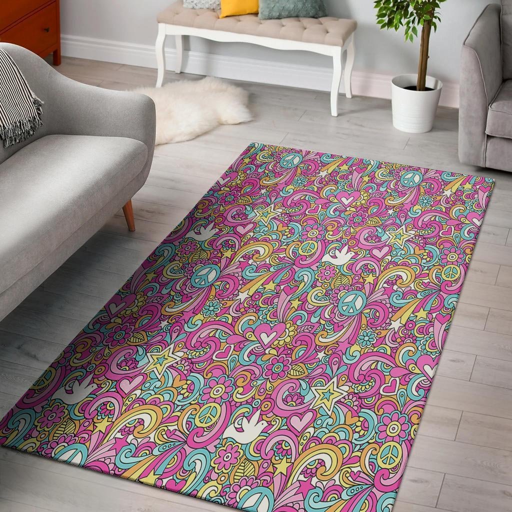 Pink Hippie Psychedelic Floor Mat-grizzshop