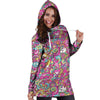 Pink Hippie Psychedelic Hoodie Dress-grizzshop