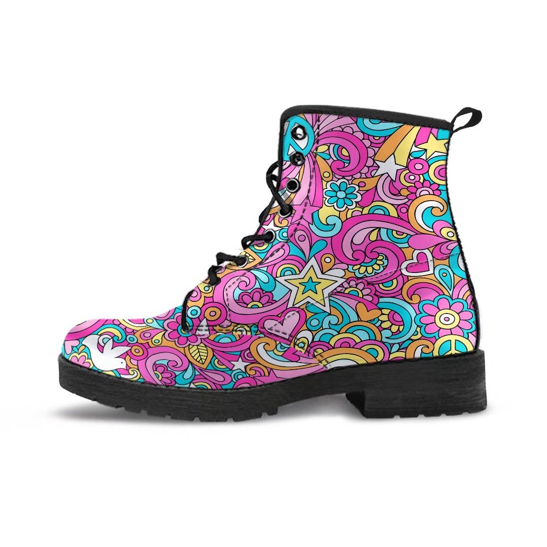 Pink Hippie Psychedelic Men's Boots-grizzshop