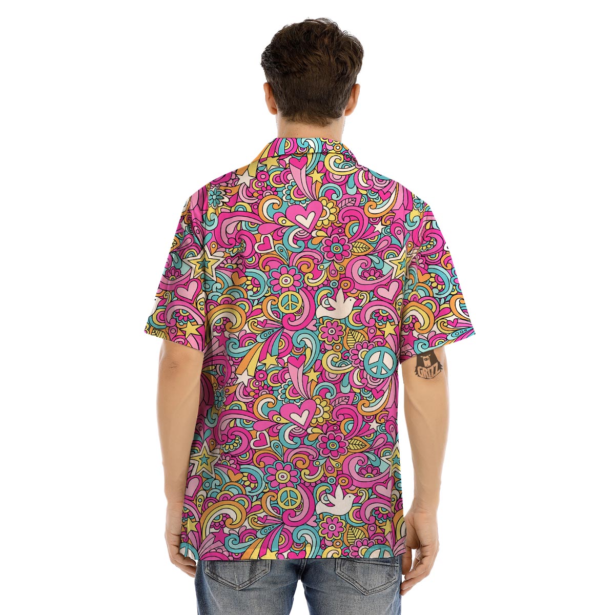 Pink Hippie Psychedelic Men’s Hawaiian Shirt-grizzshop