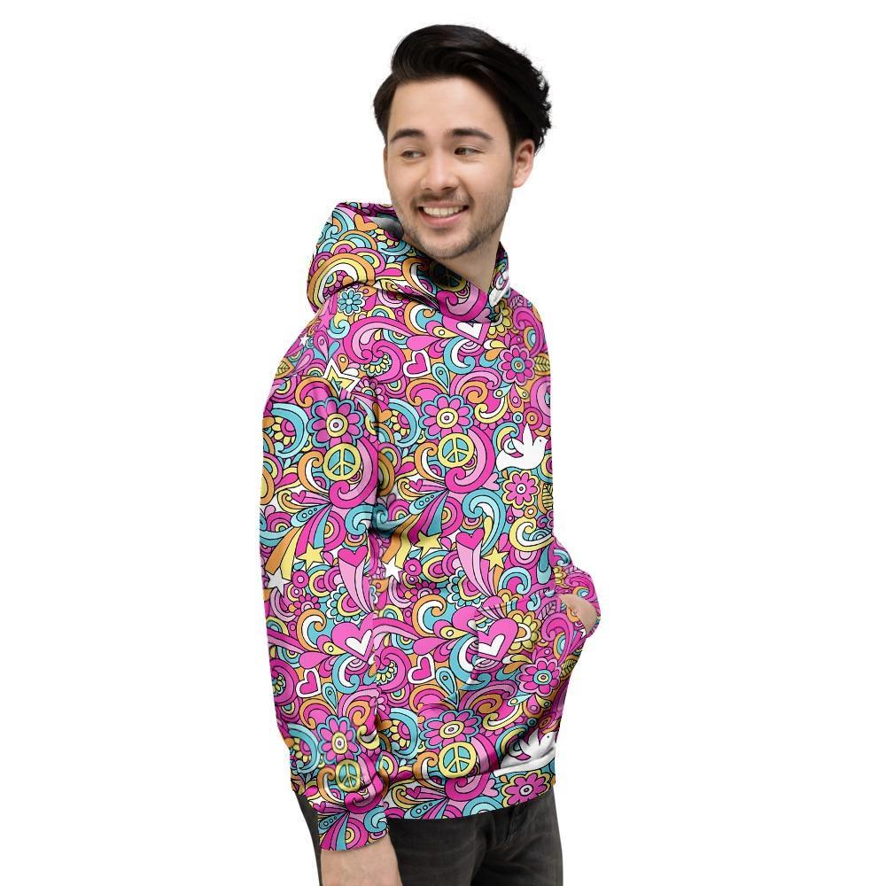 Pink Hippie Psychedelic Men's Hoodie-grizzshop