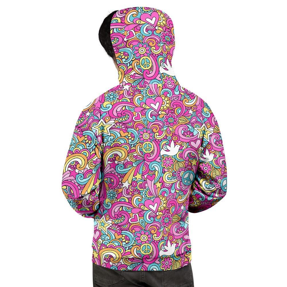 Pink Hippie Psychedelic Men's Hoodie-grizzshop