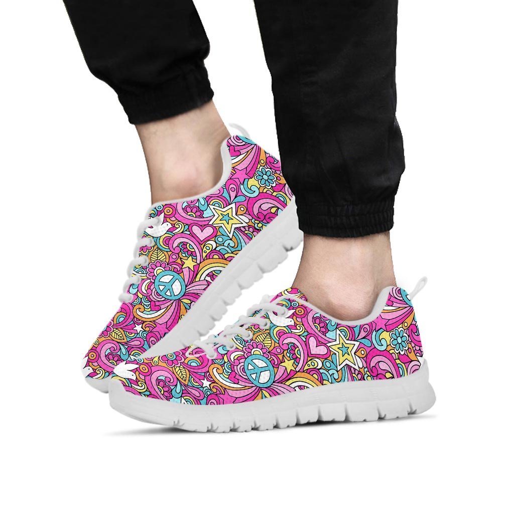 Pink Hippie Psychedelic Men's Sneakers-grizzshop