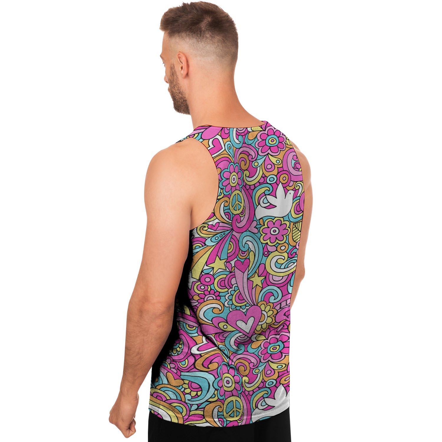 Pink Hippie Psychedelic Men's Tank Tops-grizzshop