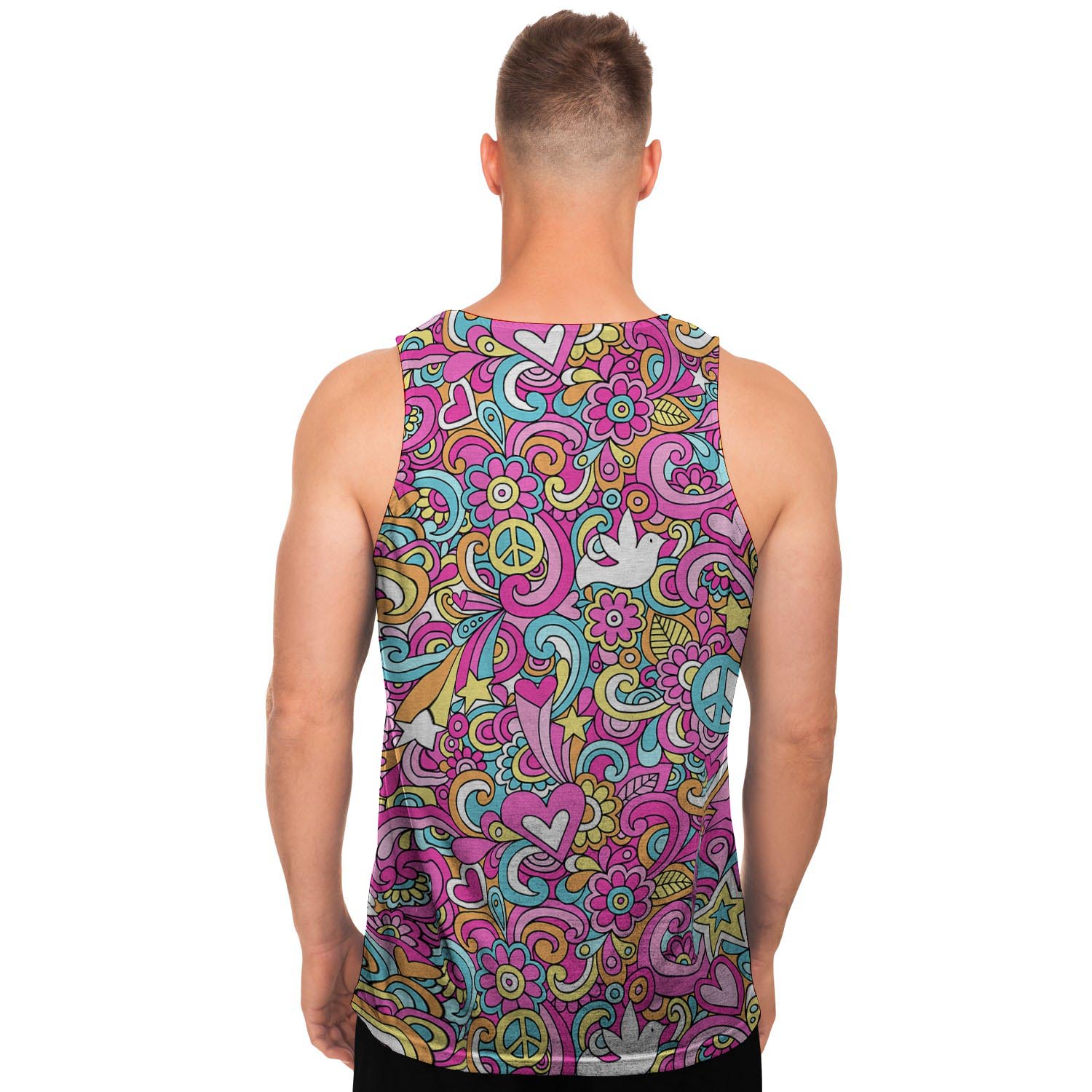 Pink Hippie Psychedelic Men's Tank Tops-grizzshop
