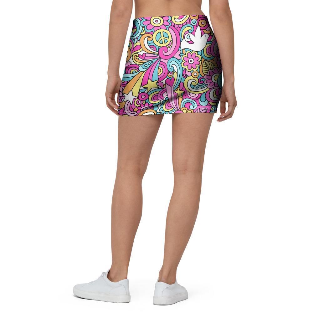 Pink Hippie Psychedelic Mini Skirt-grizzshop